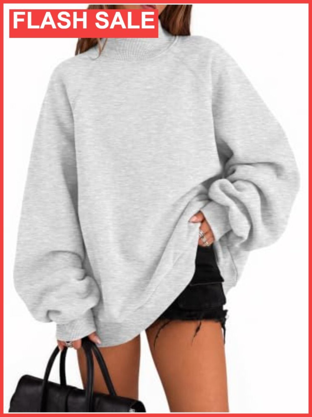 Oversized Mock Neck Sweatshirt with Pockets